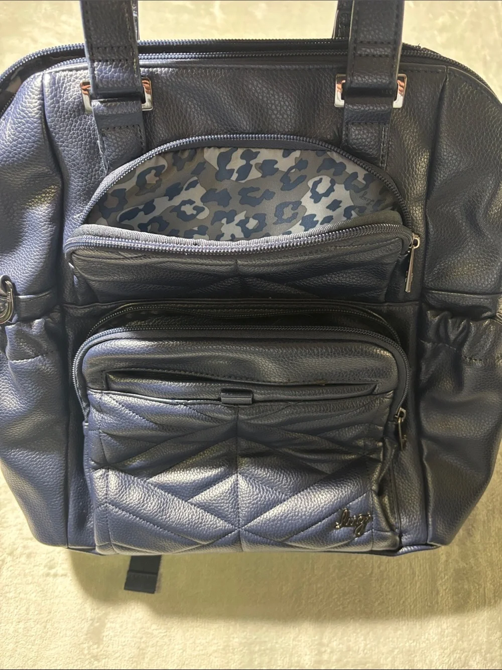 Lug Canter Navy Blue Quilted Convertible Backpack Shoulder Bag